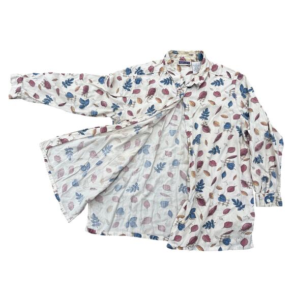 Erika II & Co whimsi Leaf autumn rayon blend button up 1X leaves whimsigoth - Picture 3 of 4